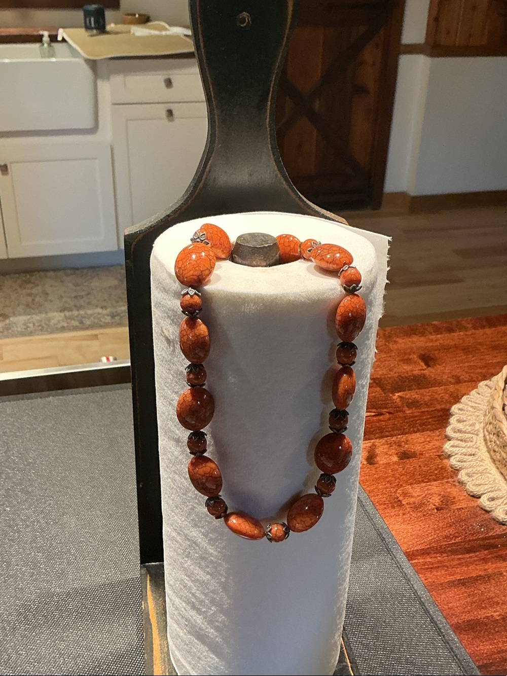 Women's Orange Beaded Necklace